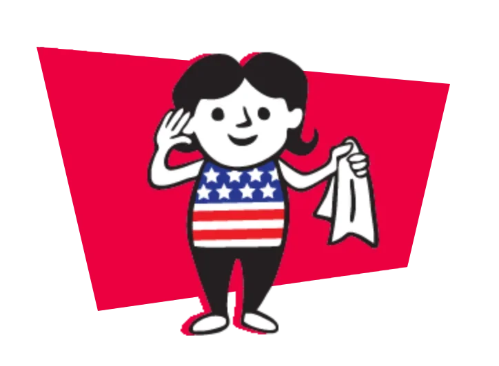 PCS Cleaning cartoon with USA teashirt